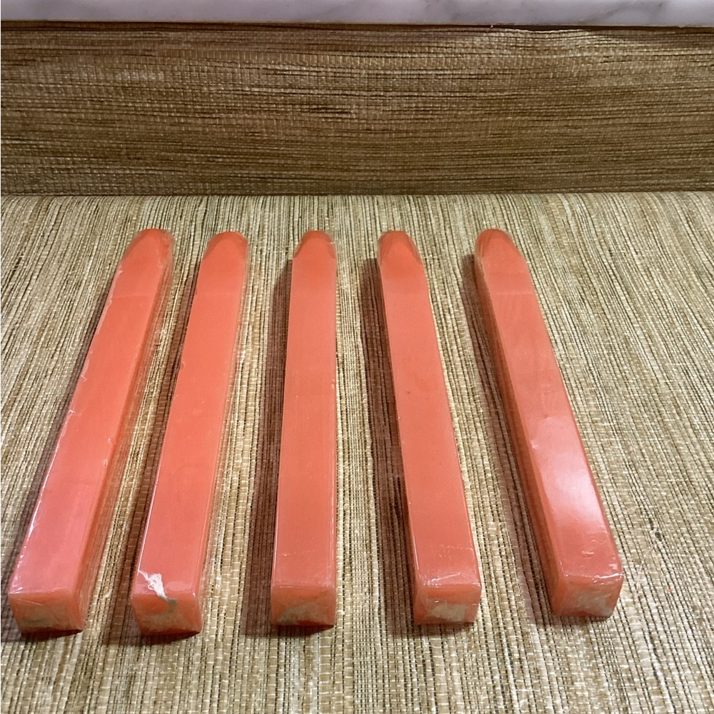 Set of 5 Coral Color  Wax Candles Square Shape 8”